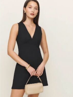 NWT Reformation Black Bowie Knit V Neck Dress